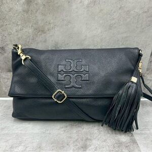 Black Tory Burch Thea fold over crossbody and shoulder bag